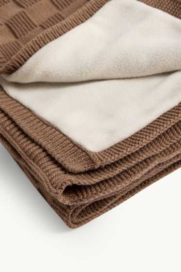Unisexe - Couverture pour bébé - à carreaux - finition texturée - 70 x 90 cm - marron clair