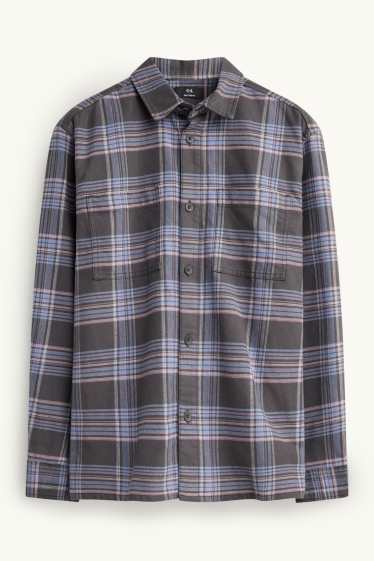 Home - Camisa - relaxed fit - Kent - de quadres - blau / gris fosc