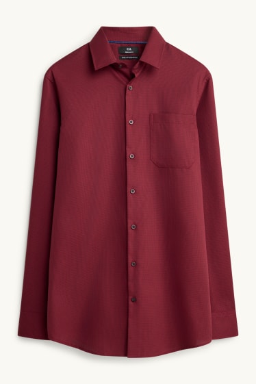 Hommes - Chemise de bureau - regular fit - col kent - sans repassage - texturée - bordeaux