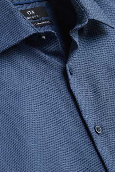 Heren - Business-overhemd - regular fit - kent - strijkvrij - met structuur - blauw