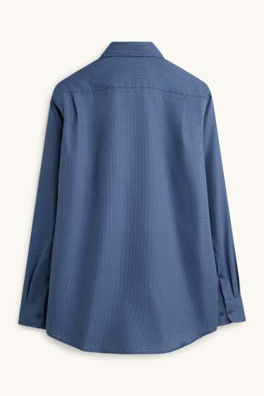 Heren - Business-overhemd - regular fit - kent - strijkvrij - met structuur - blauw