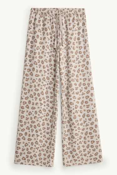 Damen - Pyjama - Leo-Print - beige / braun