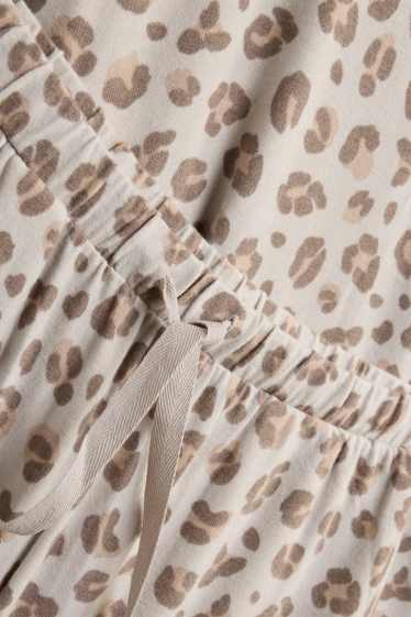 Damen - Pyjama - Leo-Print - beige / braun