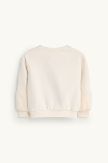 Kinderen: meisjes - Hello-Kitty - sweatshirt met imitatiebont - glanseffect - crème wit