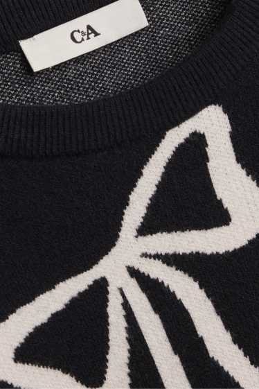 Kinder Mädchen - Schleife - Pullover - schwarz / weiß