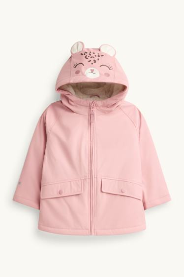 Enfants filles - Étoile et léopard - veste de pluie avec capuche - doublée - rose clair