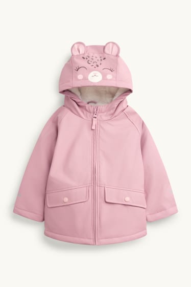 Enfants filles - Étoile et léopard - veste de pluie avec capuche - doublée - rose