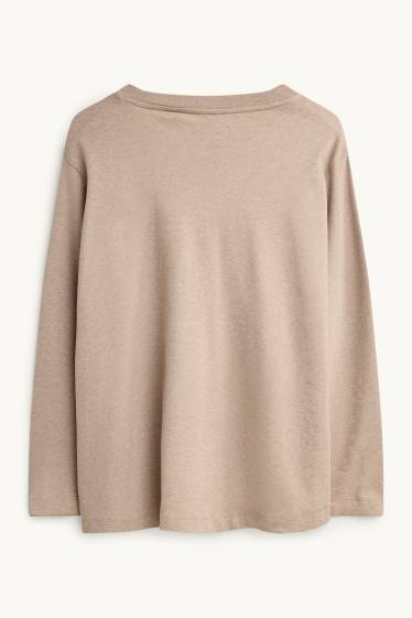 Damen - Langarmshirt - beige