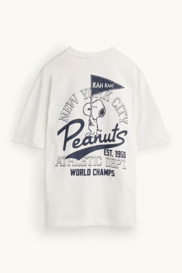 Pánské - Tričko - oversized - Peanuts - bílá
