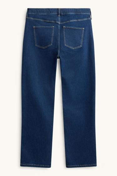 Damen - Straight Jeans - High Waist - dunkeljeansblau