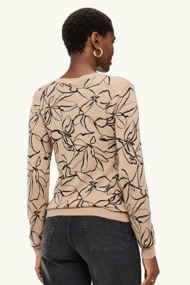 Women - Jumper - patterned - black / beige