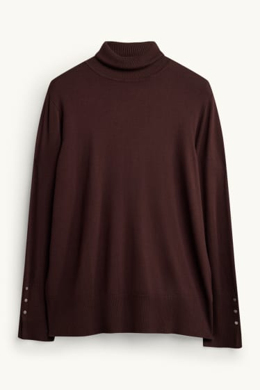 Damen - Rollkragenpullover - dunkelbraun