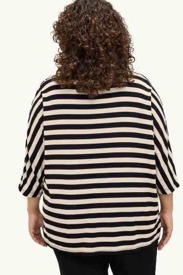 Dona - Samarreta de màniga curta - regular fit - de ratlles - negre/beix