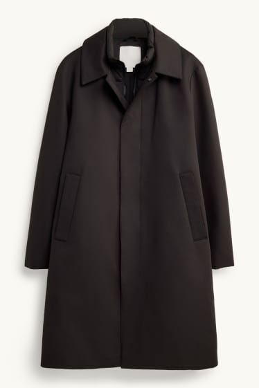 Uomo - Cappotto - foderato - effetto sovrapposto - marrone scuro