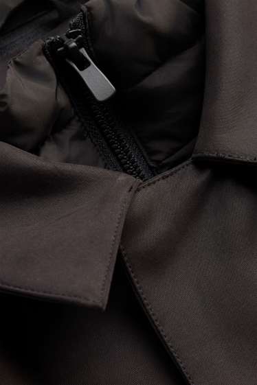 Uomo - Cappotto - foderato - effetto sovrapposto - marrone scuro