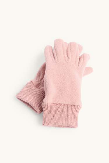 Enfants filles - Gants en polaire - rose