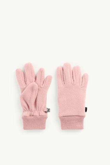 Enfants filles - Gants en polaire - rose