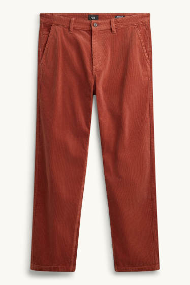 Bărbați - Chino din catifea reiată - relaxed fit - roșu