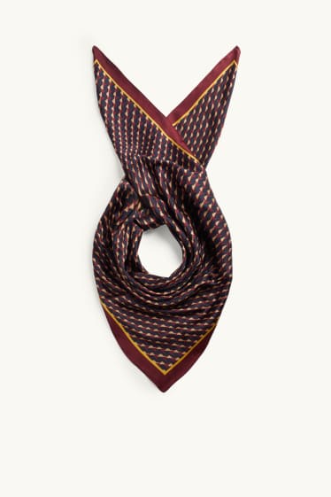 Women - Satin neckerchief - patterned - bordeaux