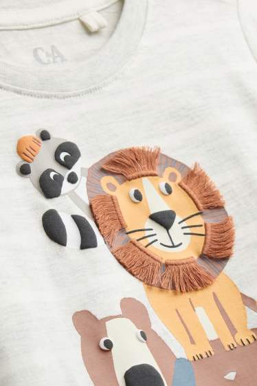 Kinder Jungen - Wildtiere - Langarmshirt - gestreift - grau