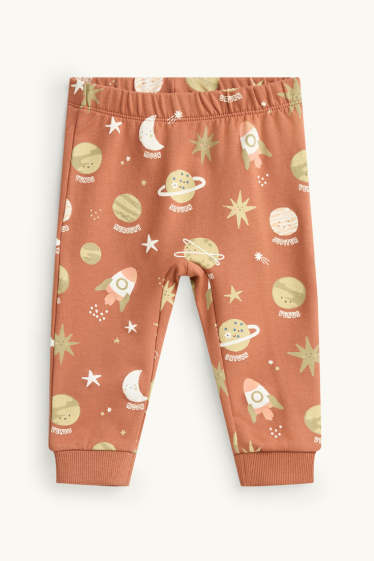 Bébés garçons - Ourson, planète et fusée - pyjama bébé - 2 pièces - orange / blanc crème