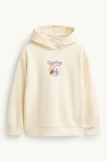 Enfants filles - CapyFun - sweat à capuche - crème