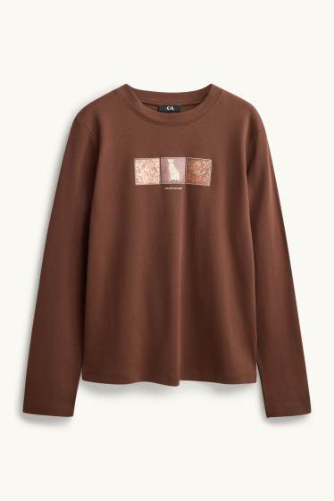 Femei - Tricou cu mânecă lungă - regular fit - maro