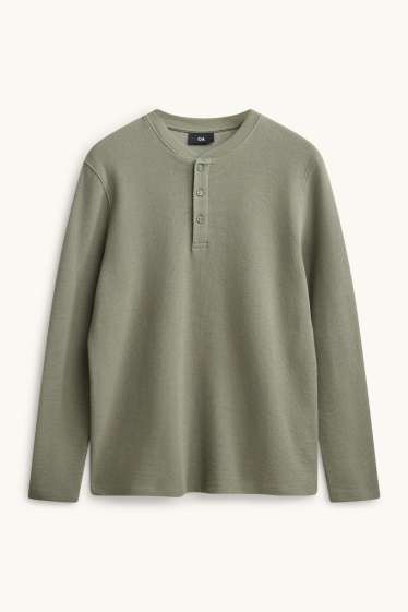 Bărbați - Tricou cu mânecă lungă - regular fit - structurat - verde