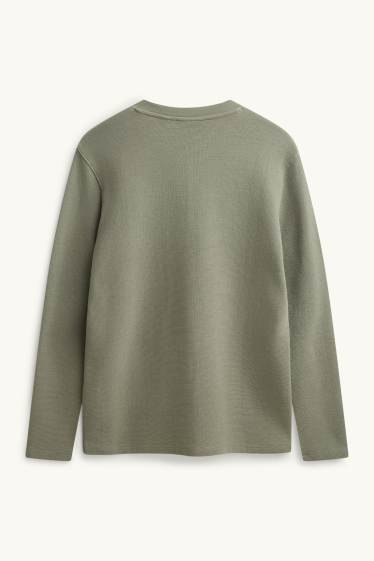 Bărbați - Tricou cu mânecă lungă - regular fit - structurat - verde