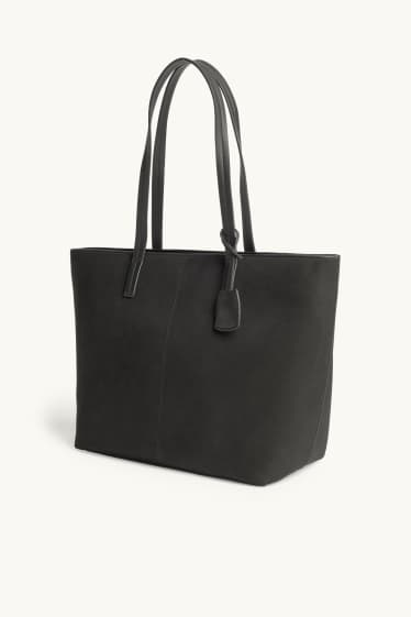 Women - Large shopper - faux suede - black