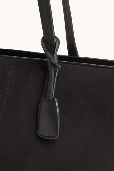 Women - Large shopper - faux suede - black