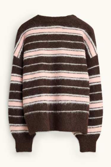 Femmes - Pull - à rayures - marron