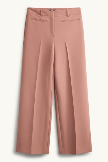 Dames - Pantalon - high waist - wide leg - roze