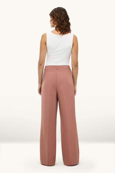 Dames - Pantalon - high waist - wide leg - roze