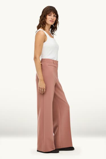 Dames - Pantalon - high waist - wide leg - roze
