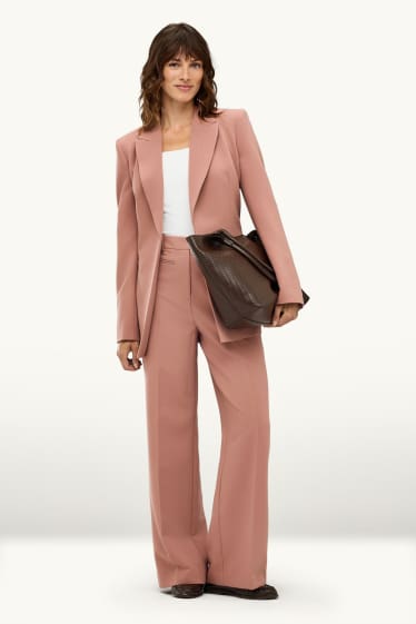 Dames - Pantalon - high waist - wide leg - roze