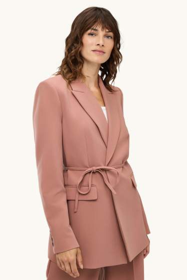 Femmes - Blazer long - regular fit - rose