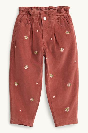 Bambine - Fiore - pantaloni termici - LYCRA® - rosso scuro