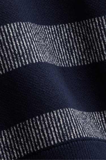 Kinder Buben - Pullover - gestreift - strukturiert - dunkelblau / weiß