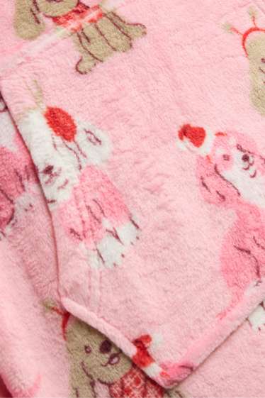 Kinderen: meisjes - Hond - kerstdeken met capuchon - fuchsiarood