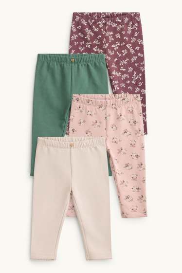 Baby Girls - Multipack of 4 - floral - baby leggings - pale pink