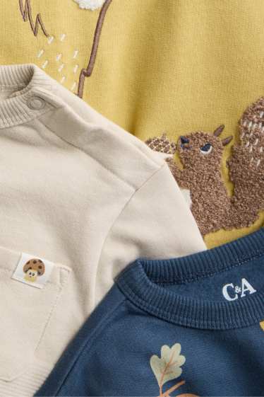 Bébés garçons - Lot de 3 - forêt et animaux - sweats bébé - beige / bleu