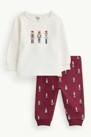 Baby Buben - Mini Me - Nussknacker - Baby-Weihnachts-Pyjama - 2 teilig - bordeaux / weiß