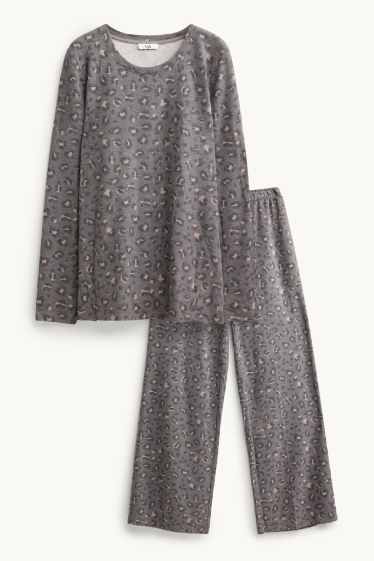 Women - Pyjamas - leopard print - gray / beige