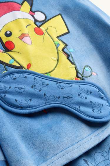 Nen - Pokémon - Pikachu - conjunt - pijama i antifaç per dormir - 3 peces - blau