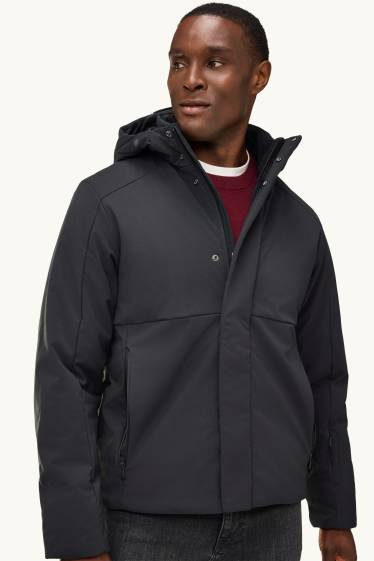 Hommes - Veste à coquille souple avec capuche - doublée - finition déperlante - noir