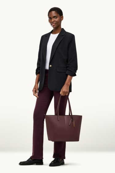 Dámské - Velká kabelka shopper - imitace kůže - bordeaux