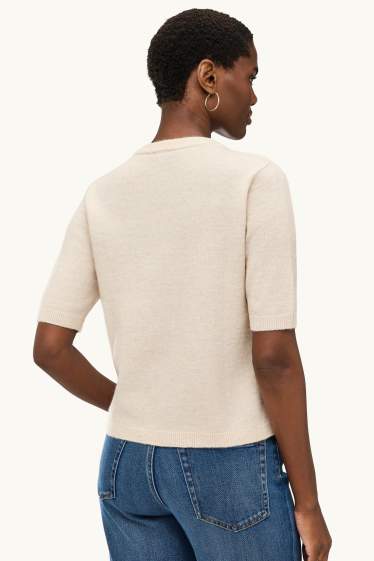 Femmes - Gilet en maille - blanc crème