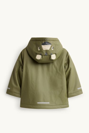 Children Boys - Tiger - rain jacket with hood - lined - waterproof - khaki