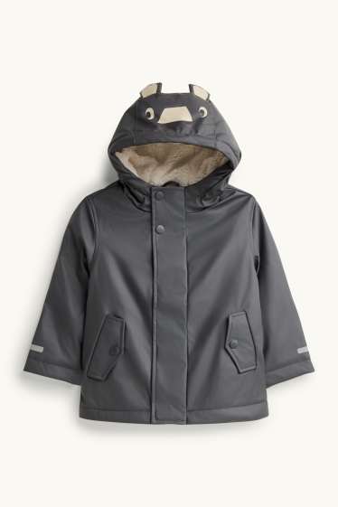 Niños - Tigre - chubasquero con capucha - forrado - impermeable - antracita